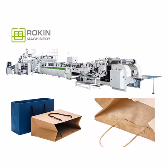 Zenbo Brand Fully Automatic Digital Sheet Feeding Assembling Brown Cement Craft Shopping Square Bottom Kraft Paper Bag Making Machine