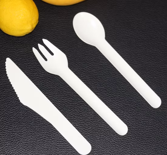 Cuchara de papel, tenedor, cuchillo, utensilios desechables compostables biodegradables, máquina para fabricar cubiertos